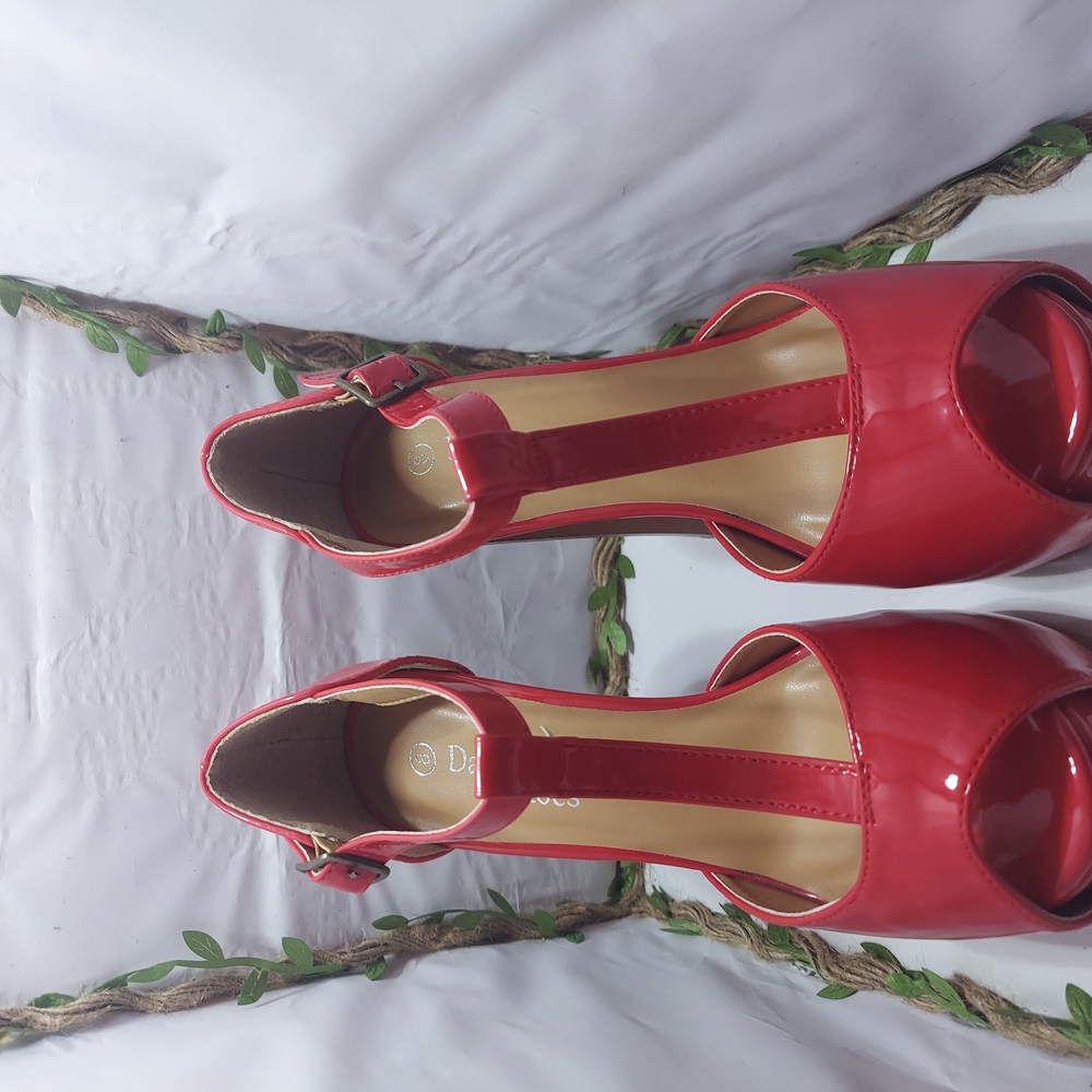 Glossy Red Stiletto Heels with Platform